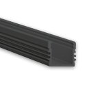 PL2 LED AUFBAU-Profil 200 cm, hoch,  schwarz RAL 9005 LED Stripes max. 12 mm