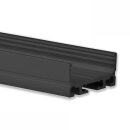 PN4 LED AUFBAU-Profil 200 cm, flach,  schwarz RAL 9005 LED Stripes max. 24 mm