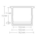 Cover C21 opal/satiniert 200 cm für Profil PN8 - H2O