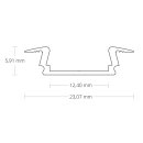 PL8 LED EINBAU-Profil 200 cm, flach/Flügel,  schwarz RAL 9005 LED Stripes max. 12mm