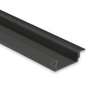 PL8 LED EINBAU-Profil 200 cm, flach/Flügel,  schwarz RAL 9005 LED Stripes max. 12mm